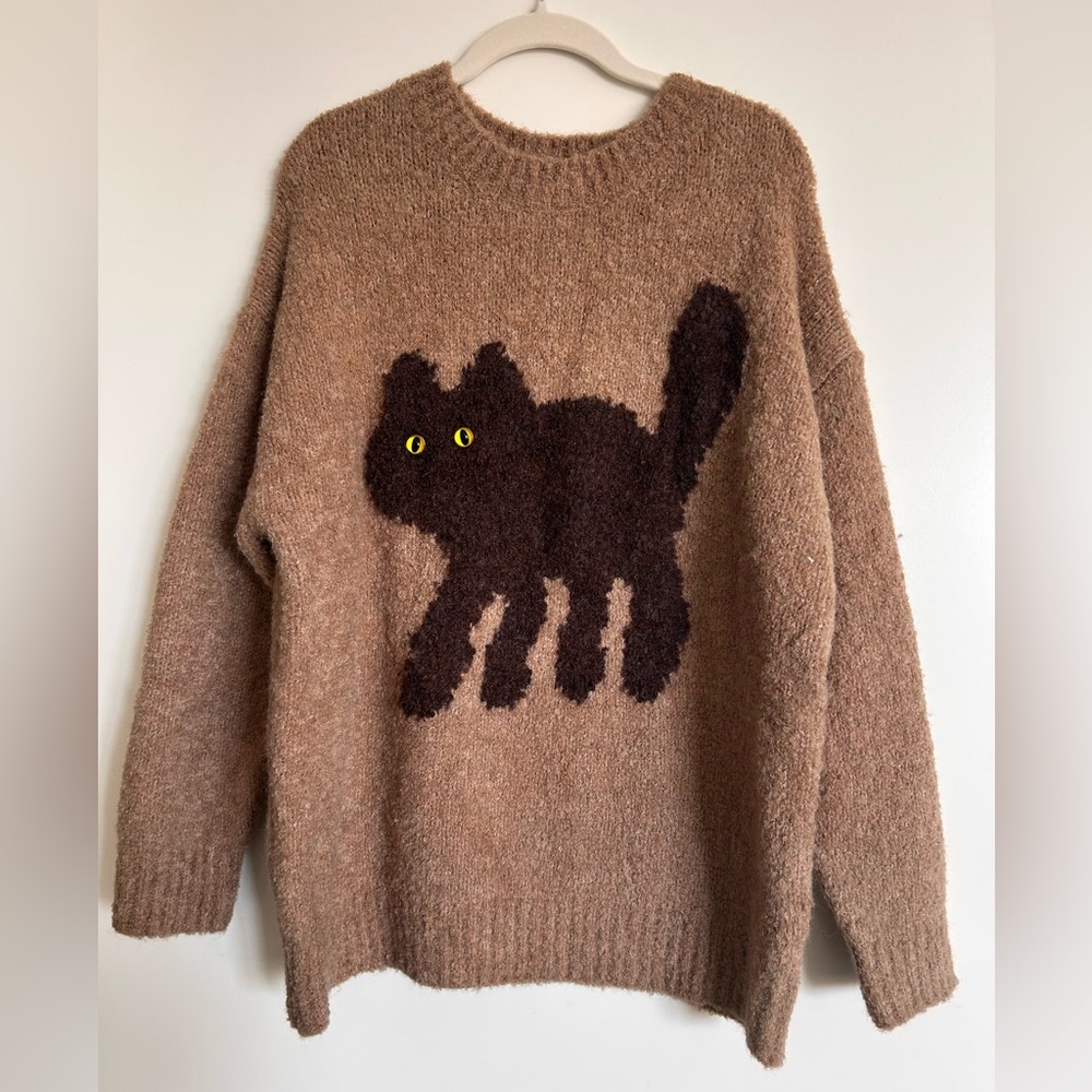 Cider Wool-blend Cozy Fall Cat Sweater - NWOT